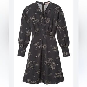Tailored By Rebecca Taylor Black Floral Silk Dress Sz 16